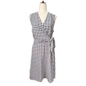 Lane Bryant Gingham Plaid Faux Wrap Dress Women's Size 14/16 Blue White NEW
